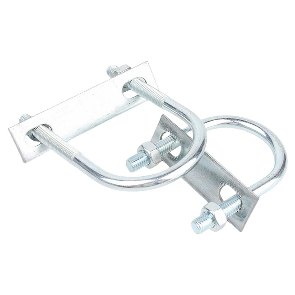 2Pieces Round U Bolt Fastener Set Carbon Steel Construction with Frame Plate Washers for Automotive Pipe Fitting