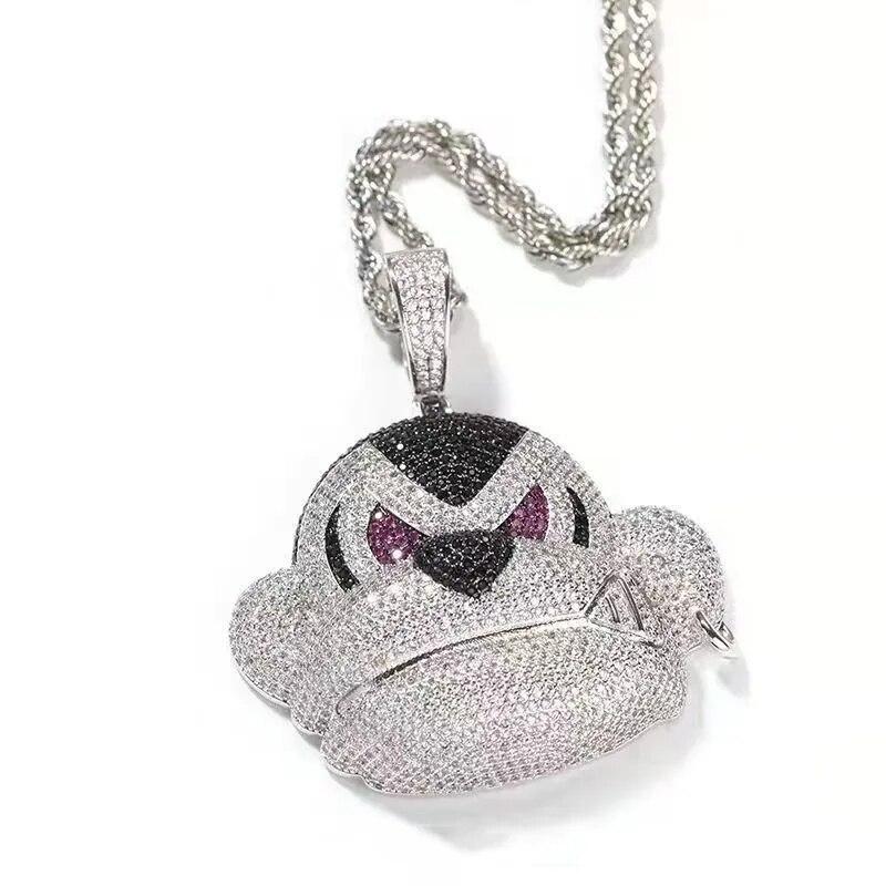 Bling Iced Out Gorilla Pendant Necklace Micro Pave Zircon Monkey Necklace Men and Women Hip Hop Rock Rap Trend Jewelry
