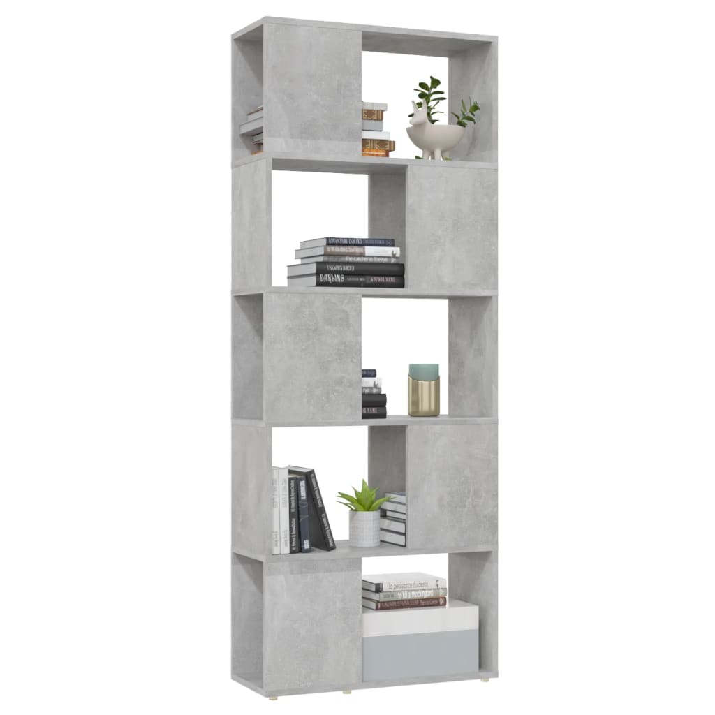 Bookshelf Room Divider Concrete Grey 60 x 24 x 155 cm