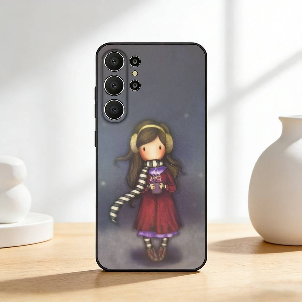 МИЛЫЙ чехол для телефона серии S-Santoro G-Gorjuss для Samsung S26,S25,24,23,22,30,21,10,9,Ultra,Plus,Lite,FE Мягкий черный чехол