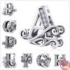 New 925 Sterling Silver 26 A -Z Floral Charm Beads Charm Bracelet Diy Women 'S Jewelry Accessory