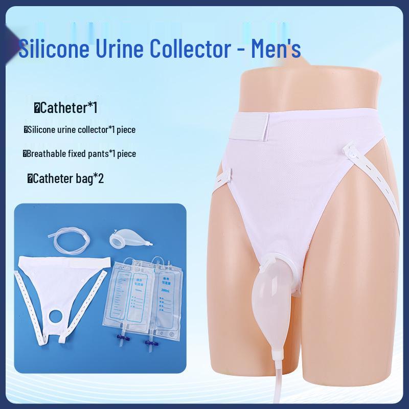 Silicone Urine Collector for Urinary Incontinence with Catheter, Anti-Leak, Suitable for Men and Women, Ideal for Bedridden or Paralyzed Care.