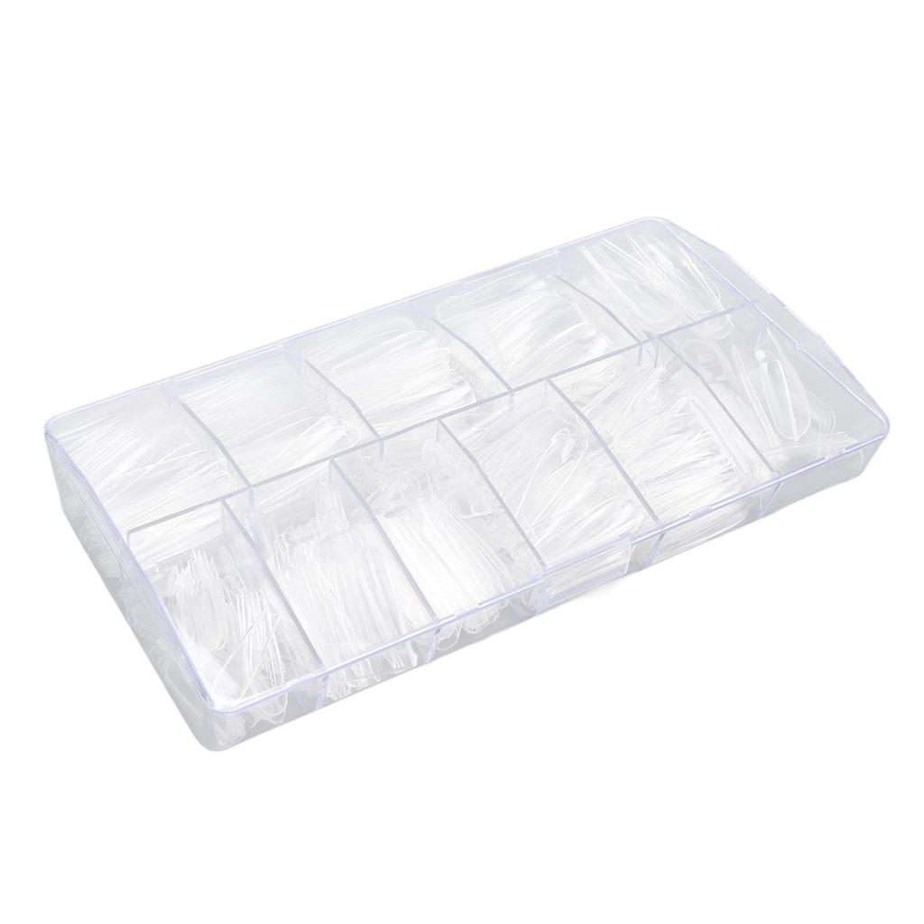 500pcs Artificial Long Nail Tips Transparent Fake Nail Extension Tips Wearable Nail Tips