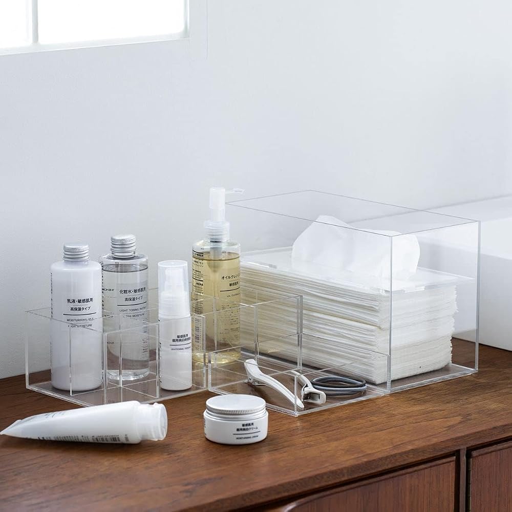 Muji Acrylic Storage Box Medium 25.2x12.6x8cm Clear Organizer Container