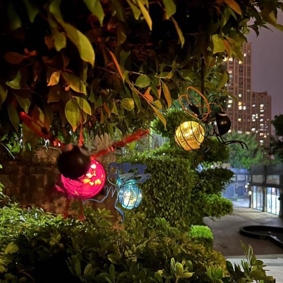 Лампа-имитатор насекомых, подвесная лампа на солнечных батареях для украшения сада, светодиодная наружная лампа-насекомое с пружинами, солнечные гирлянды