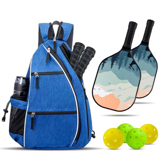Pickleball Paddle Backpack Mesh Pocket Adjustable Strap Waterproof Oxford Cloth Outdoor Sports Badminton Table Tennis Racket Storage Bag