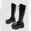 Длинные сапоги женские готические туфли на платформе сапоги до колена панк черные сексуальные мотоциклетные сапоги 2024 новые женские сапоги для косплея на Хэллоуин