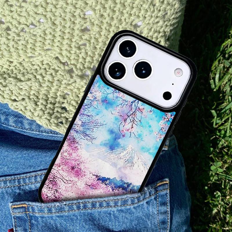 Fuji Cherry Blossoms phone case cover Compatible with for IPhone 17air 16e 15 14 13 12 11Pro Max 17 Air