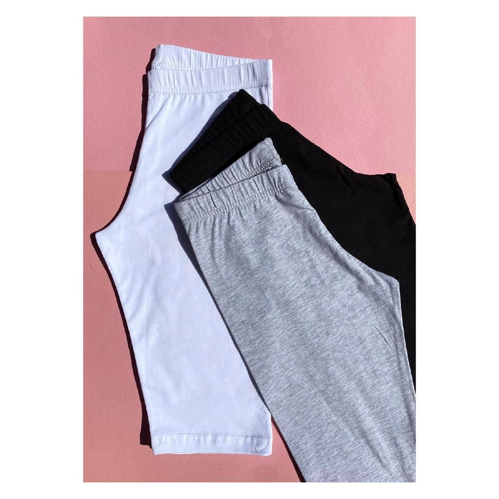 Хлопок, 3 предмета с нормальной талией — черный, белый и серый цвет — базовые короткие байкерские шорты/колготки