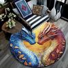 Круглый ковер с рисунком дракона, Ковер для гостиной, спальни, дивана, игровой комнаты, Нескользящий коврик для пола