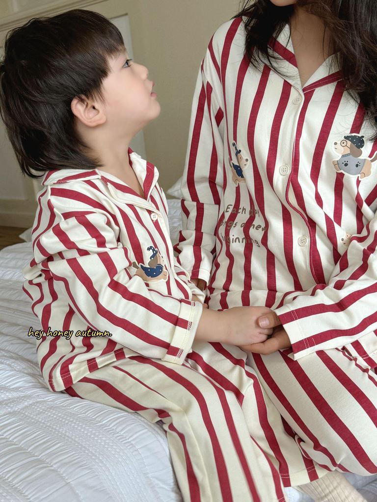 Hey Darling Small Curls Princess Girls' Korean Single-Breasted Pajama Set - Spring/Autumn