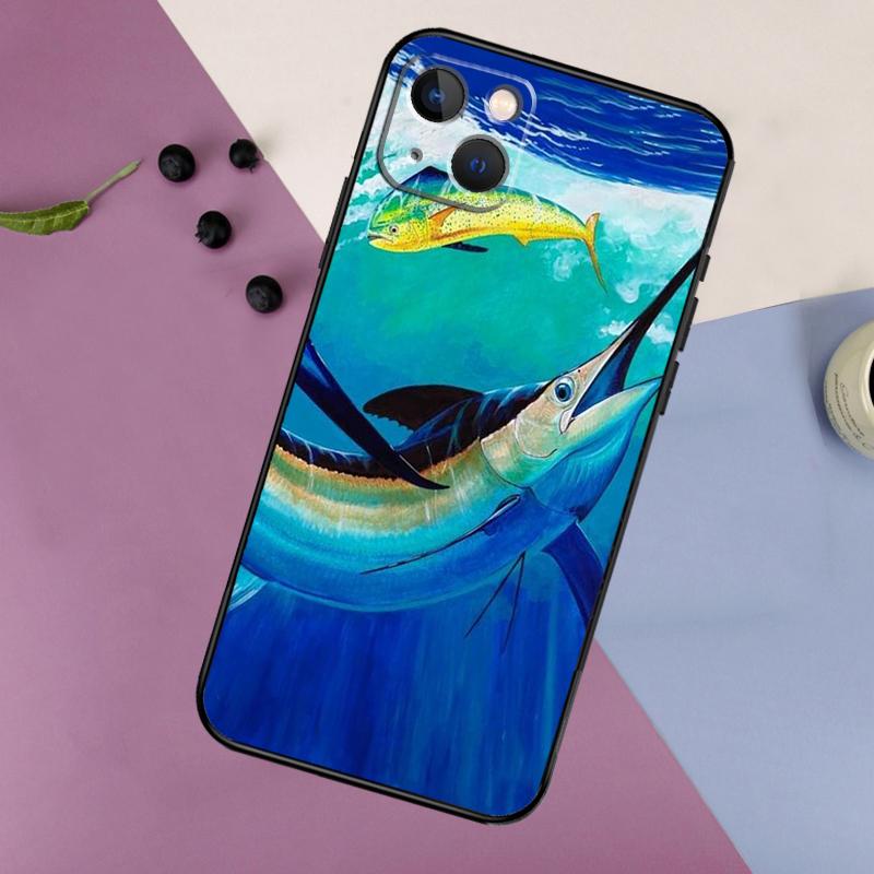 Чехол-картина 'Голубой марлин' для iPhone 16 15 14 13 12 11 Pro Max Plus X XS Max XR 7 8 Чехол Аксессуары
