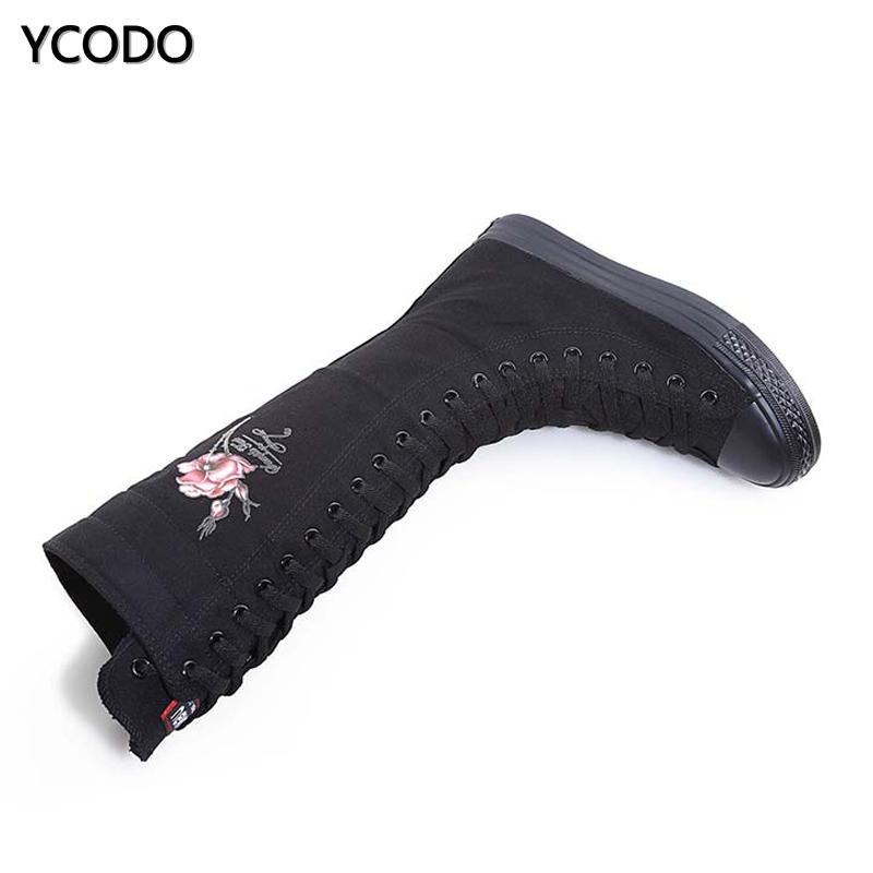 Весенне-осенние женские ботинки, парусиновые сапоги до середины икры, повседневная обувь с высоким берцем, длинные сапоги, удобные ботинки на плоской подошве со шнуровкой, размер 34-43