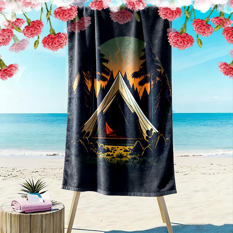 Camping 2D Flat Print Beach Towel, Large Soft Quick Dry Towel for Beach Camping Swimming.MSTJ0918414