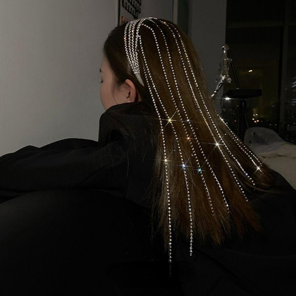 Reflection Rhinestones Tassel Headband Luxury Shiny Hair Accessories Wedding Party