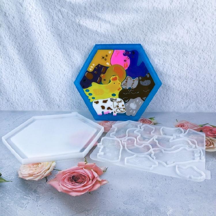 2Pcs Delightful Animal Designed Resin Mold Artistic Animal Charm Silicone Mold Set for Crafting Animal Resin Figurines