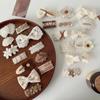 1 Pair Hairpins for Girls Beige Knitted Fabric Floral Bowknot Soft Lace Hairpins Little Princess Hair Accessories