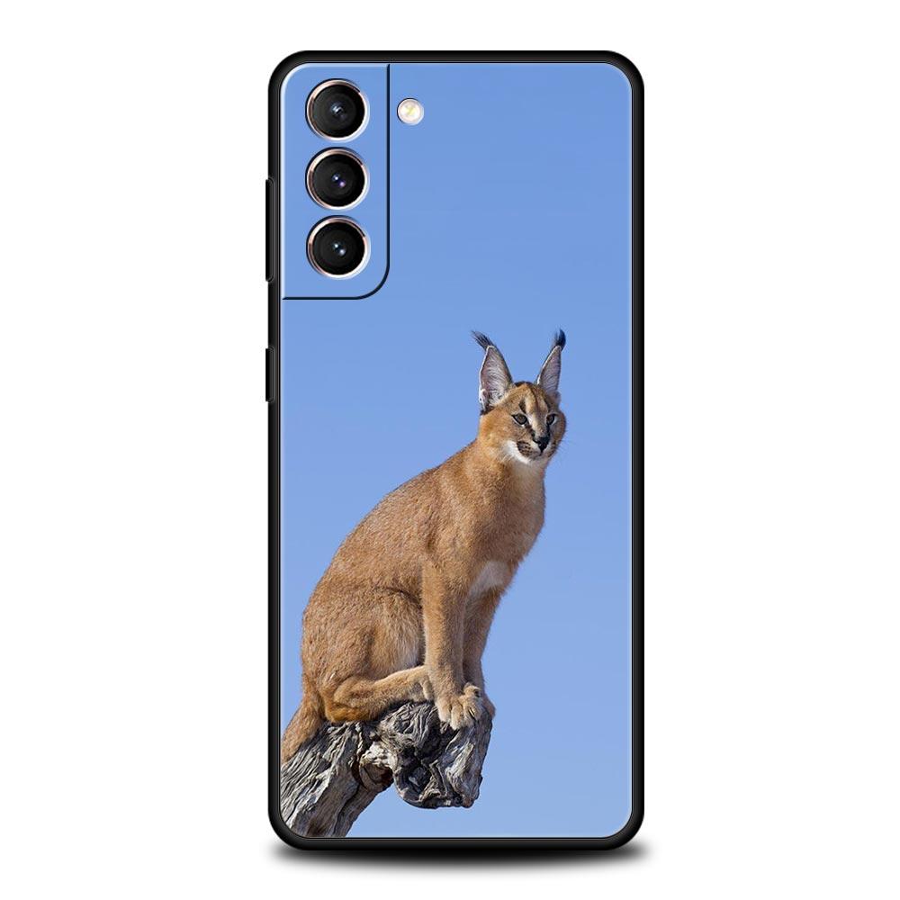 Чехол для телефона Samsung Galaxy S25 Edge S24 S23 S22 S21 Ultra S20 FE 5G S10 S10E S9 Plus Мягкий ТПУ Чехол Африканская Рысь Каракал Кошка
