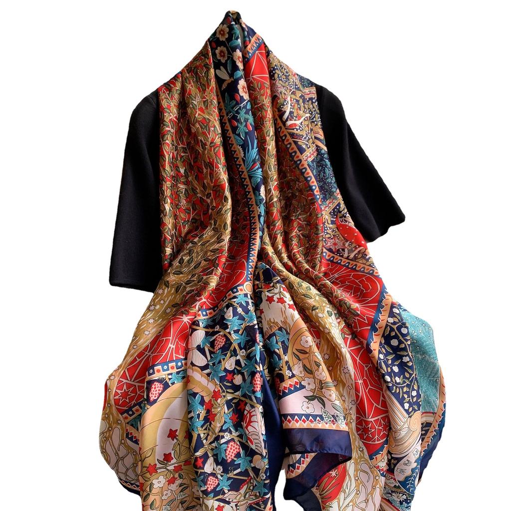 Высококачественные роскошные шелковые шарфы, повязка на голову, шарфы, шейный шарф для женщин, шелковый шарф с цепочкой, женская декоративная шаль