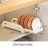 1/2 Tier Pull-out Bowl Dish Drying Rack Drainer with Drainboard Kitchen Sink Cabinet Cupboard Organizer Plate Tableware Storage