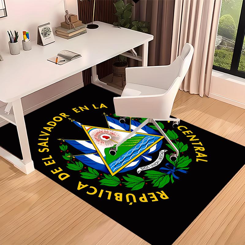 1pc flag of El Salvador Print Area Rug - Soft, Washable Non-Slip Indoor Mat for Office Chairs, Living Room, Home Office Decorative Rug