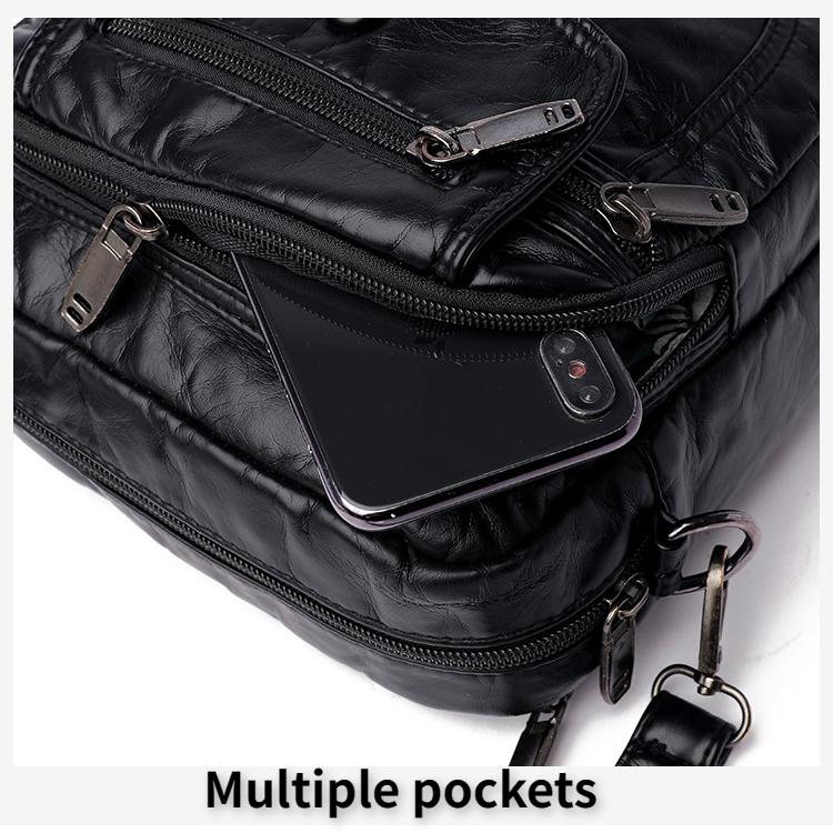 Маленькая этническая сумка через плечо из мягкой кожи с регулируемым ремешком и множеством карманов