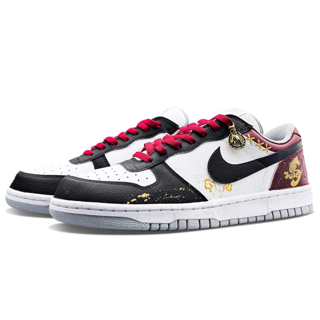 Nike Dunk Abrasion Resistant Low top Skateboard Shoes Unisex Black Red 355152-106(Team1777-)