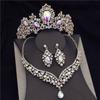 Комплекты ювелирных изделий принцессы невесты для женщин, модные диадемы, свадебные комплекты ожерелий, короны, серьги, свадебные комплекты ожерелий, пышные украшения