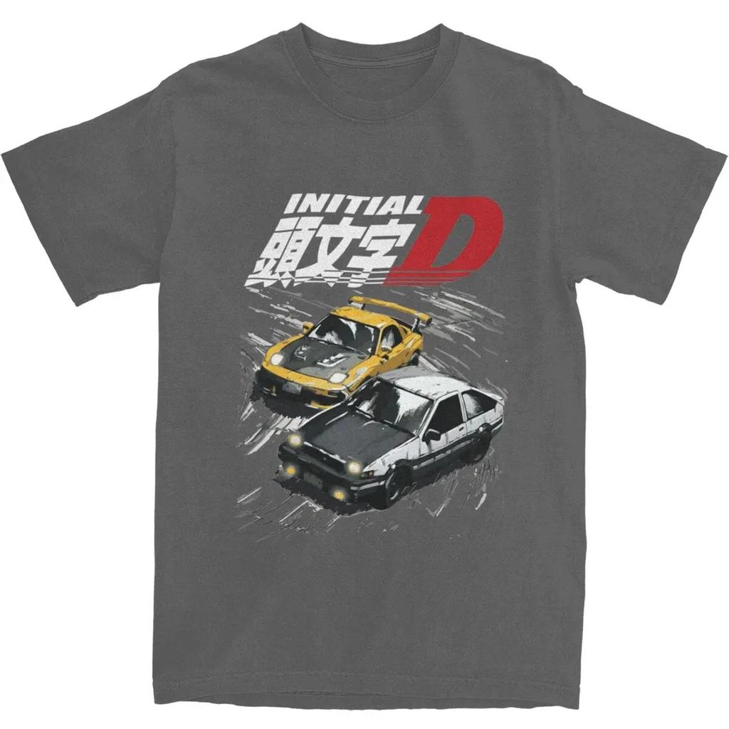 Initial D Merch Tandems AE86 Vs FD Rx-7 Shirt Men Women's 100% Cotton Fashion Drift Racing Car T-shirt Short Sleeve Clothes