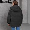PINK CHIC 2024 Новая женская зимняя короткая куртка Зимнее толстое хлопковое пальто с капюшоном Женское свободное пуховое пальто W9073