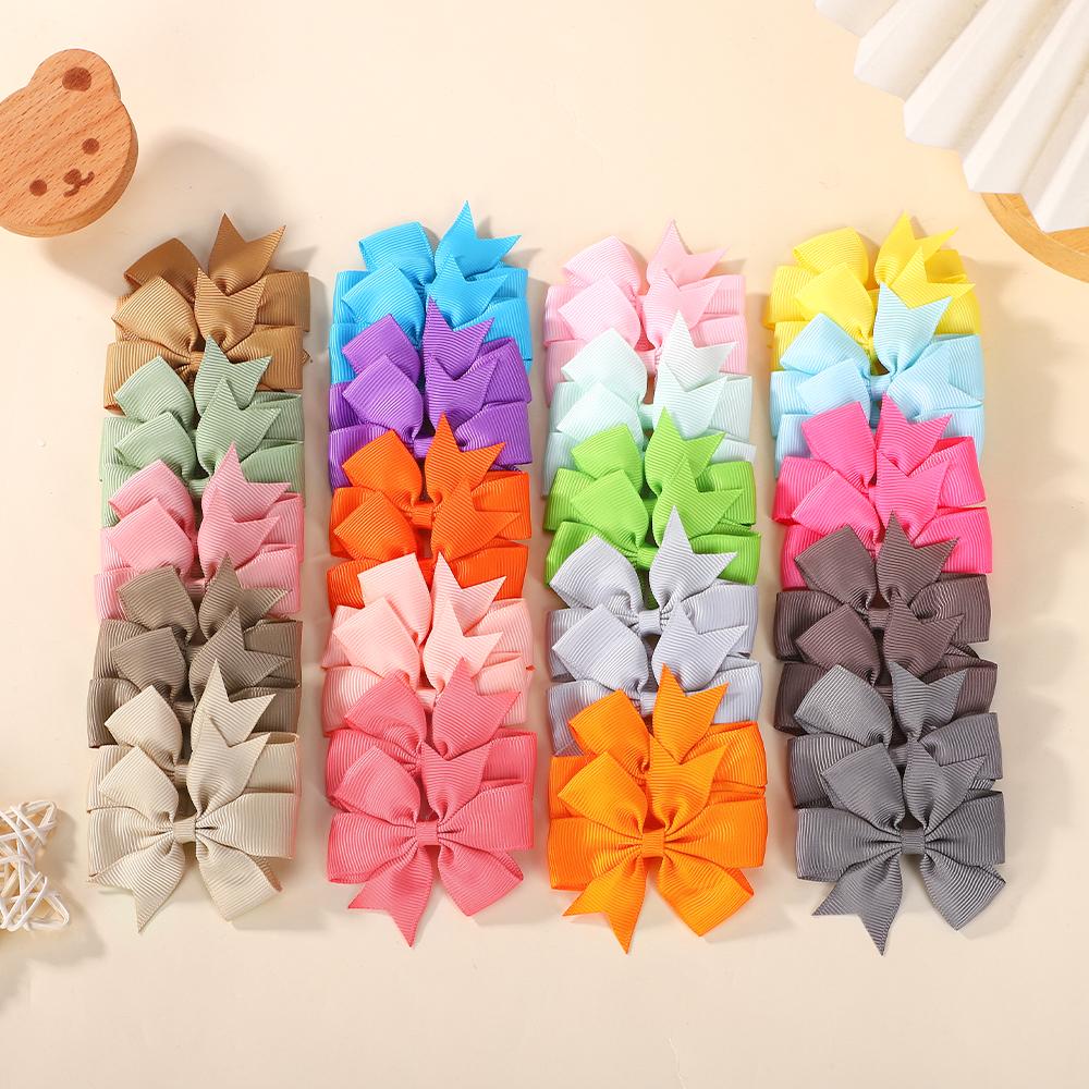 30/40pcs Baby Girls Hair Bows Clips Set Random Color 2.5'' Grosgrain Ribbon Bowbot Hairpin Barrettes Headwear Hair Accessories