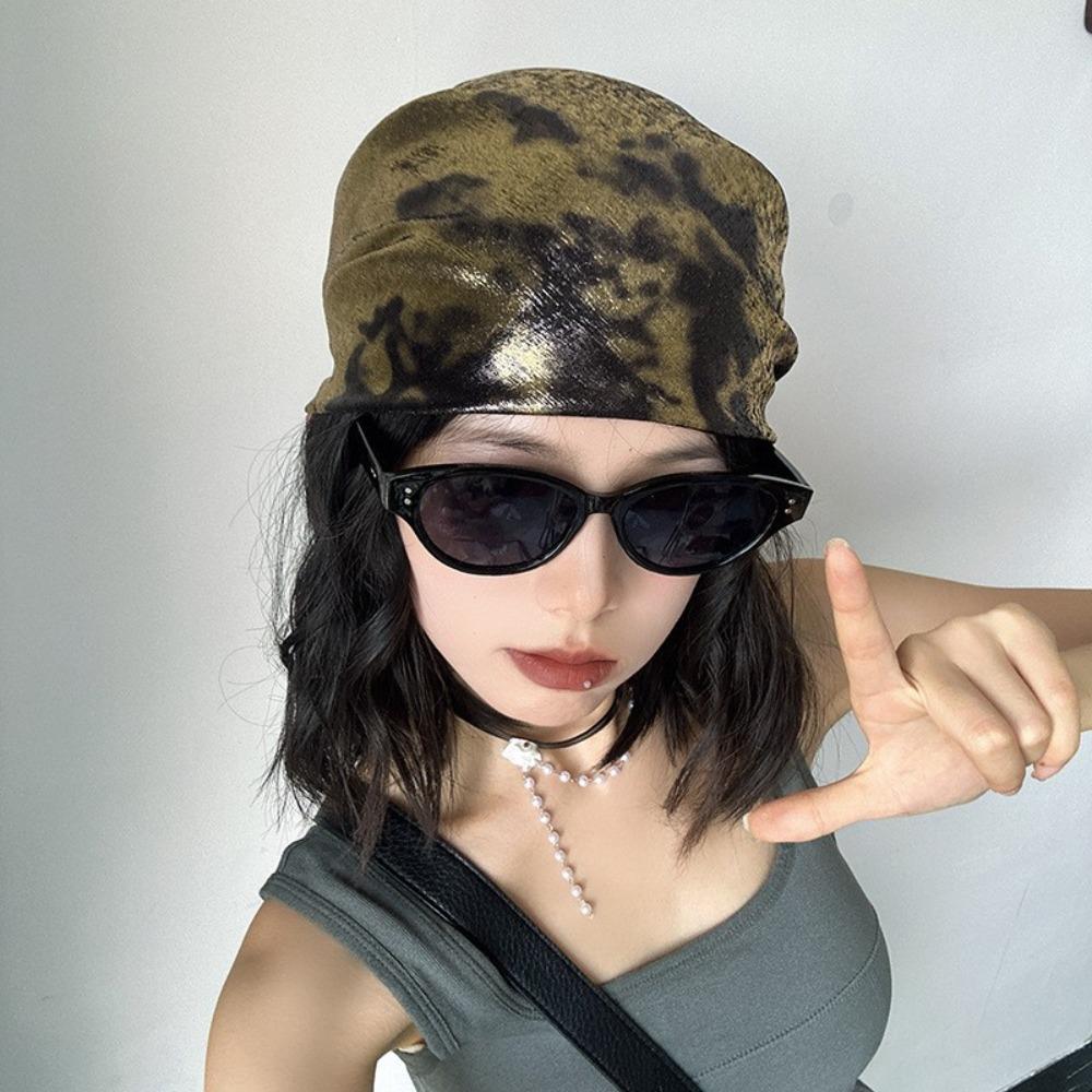 Y2K Laser Color Hair Band Hip Hop Punk Bandana Liquid Silver Hair Scarf  Streetwear