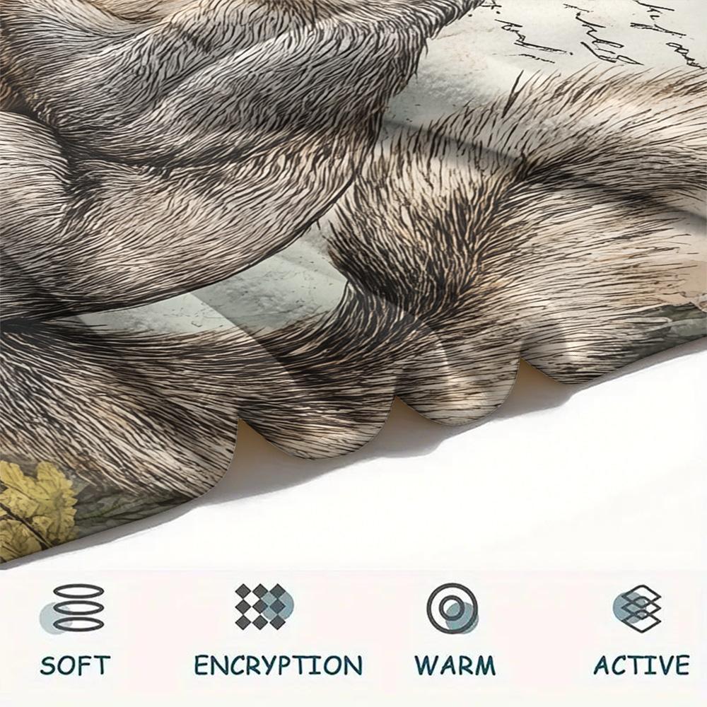 Grey Squirrel Print Flannel Blanket, High quality Comfortable for All Seasons, Home Decor, Warmth and Comfort