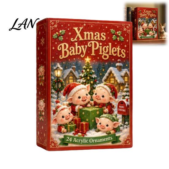 Acrylic Christmas Decorations for Home Pig Advent Calendar 2026, 24 Day Countdown Box with Cute Collectible Ornaments Party Pendants, Festive