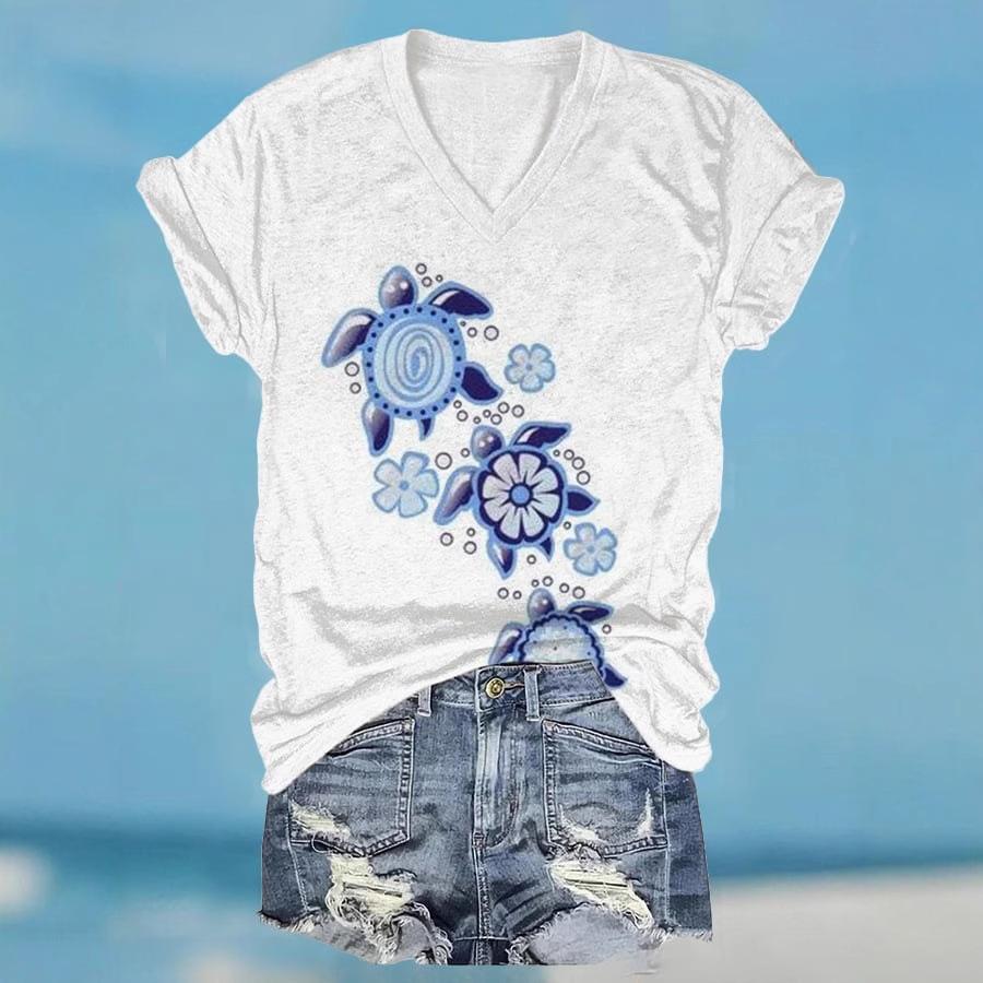 Женский повседневный и удобный топ с 3D-цифровой печатью и принтом черепахи 3427 EMA