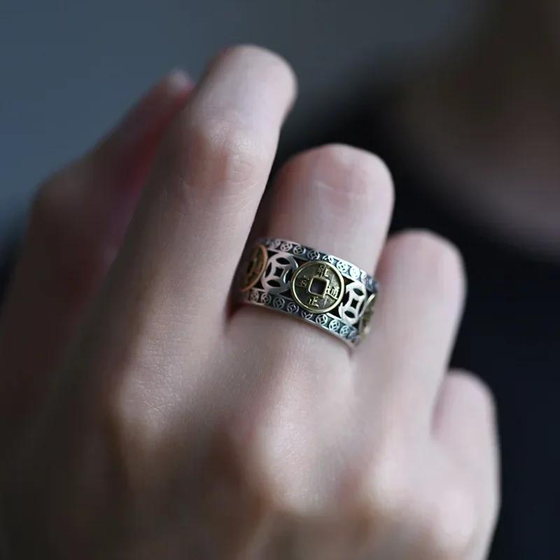 Новинка в Таиланде, пять монет императоров, стильные мужские кольца, винтажные, широкие, классический дизайн, ювелирные изделия для коктейлей, банкетов и вечеринок