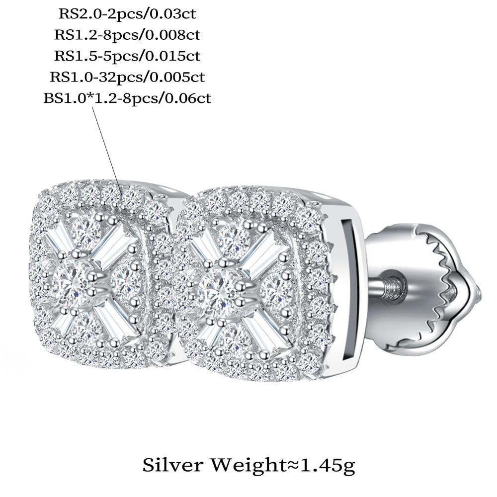 Серьги-гвоздики из стерлингового серебра S925 с квадратным муассанитом для женщин, свадебная вечеринка, изящные ювелирные изделия, подарок