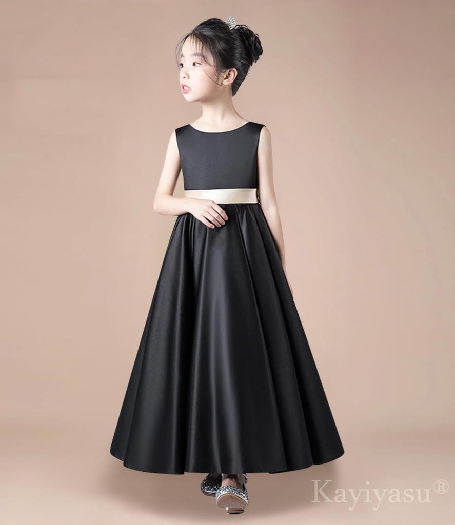 Kayiyasu Длинное атласное платье для Идеально для фортепиано Официальное Стройнящее Детское платье, V-образный вырез Девочки, Концерты, Свадьбы, Случаи, Без рукавов, Элегантное,