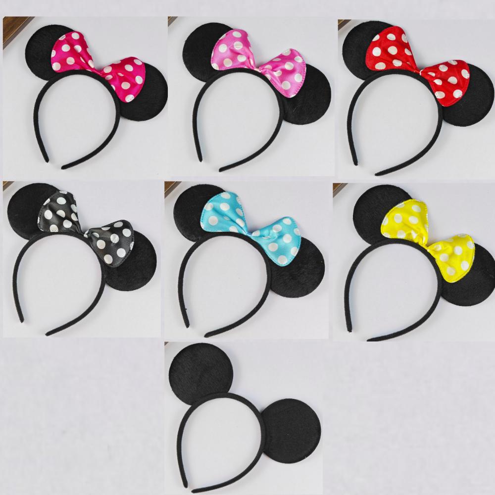 Lovely Ears Kids Mickey Headbands Hair Party Sequin Birthday Accessories Minnie Hairbands Bows Girls Headband