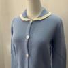 Bai Lu Blue Lace Trim Knit Cardigan: Autumn/Winter Soft, Cozy, Trendy Sweater