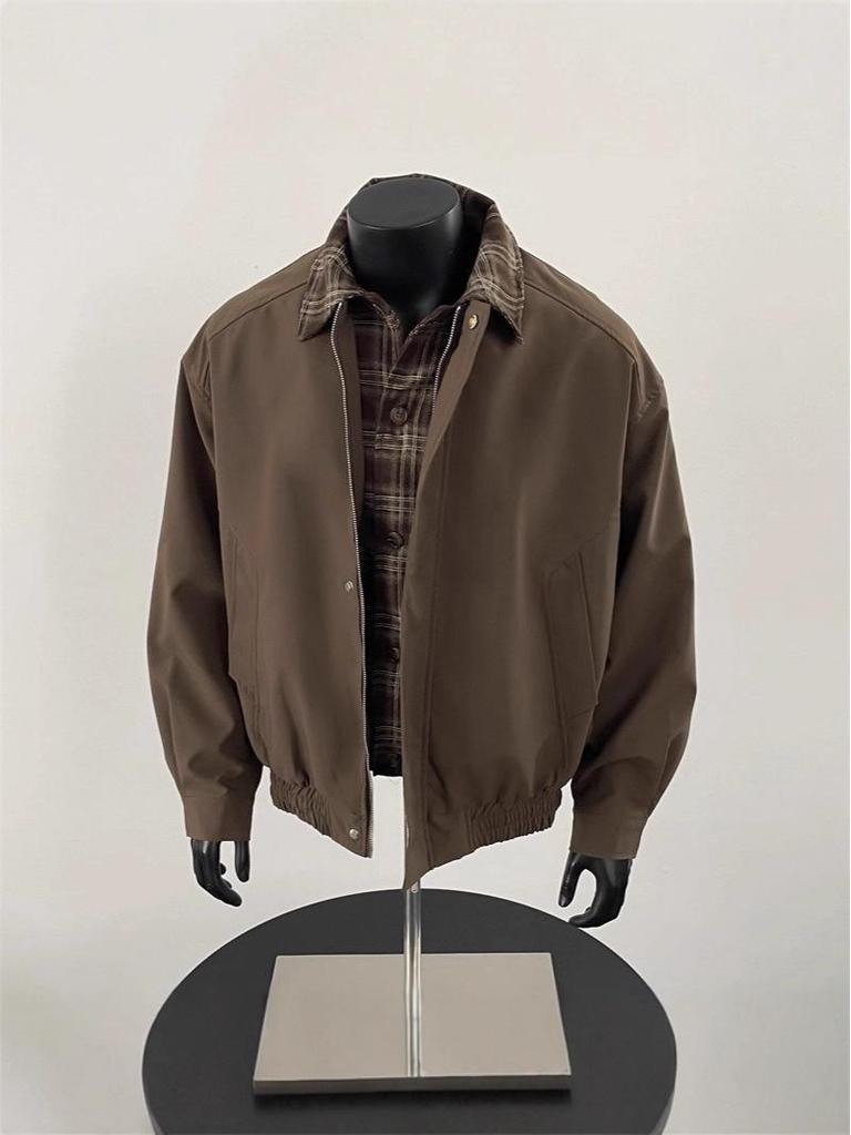 American Streetwear Trendy Patchwork Color Block Couple Autumn Padded Lapel Jacket