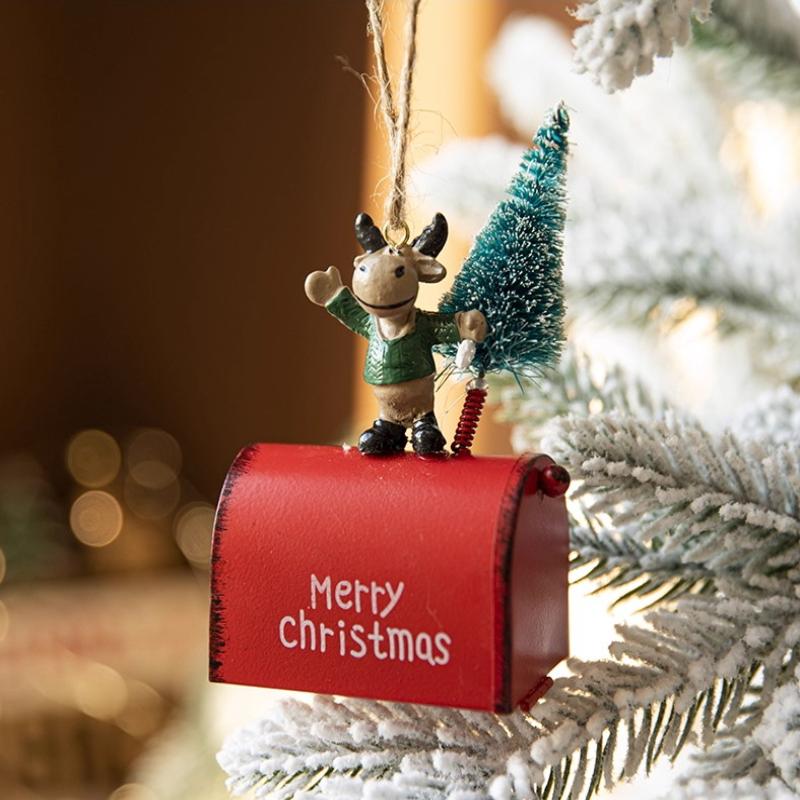 Рождественское кованое украшение Коттедж Почтовый ящик Подвесное украшение Витрина Подвеска Украшение для дома