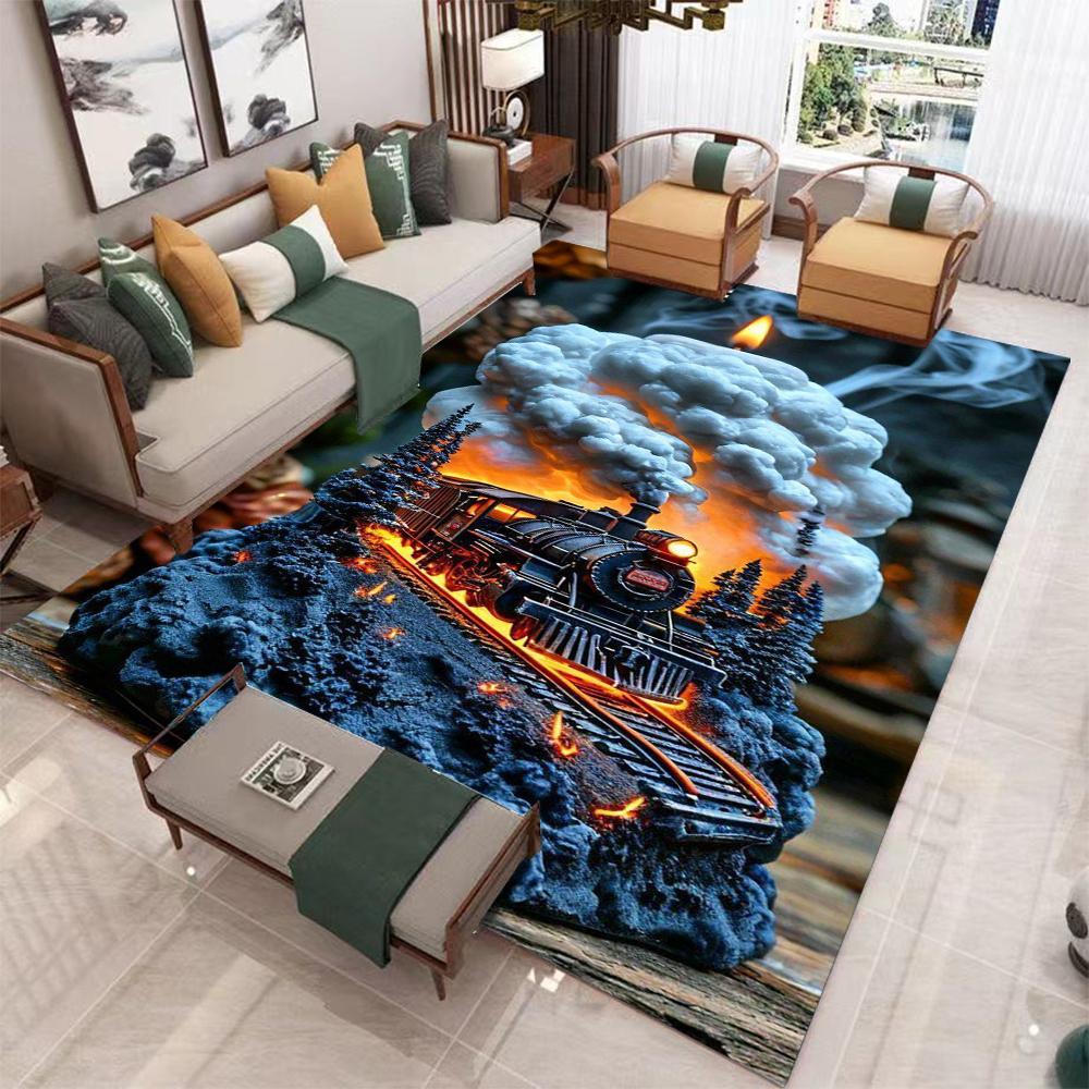 Ковер-мат с фэнтезийным персонажем, мистический пейзаж, стиль темного искусства, ковер для гостиной с ярким закатом и светом факела, украшение для дома