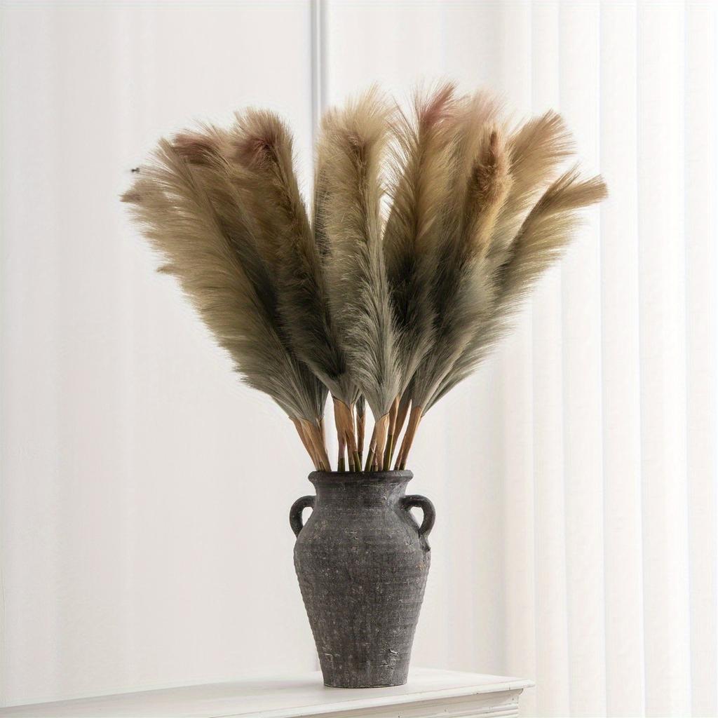 4 Pack 80cm Fluffy Pampas Grass Artificial Pampas Table Vase Decoration Large Dried Flower Bouquet Home Wedding Party Birthday Mother's Day Decoration