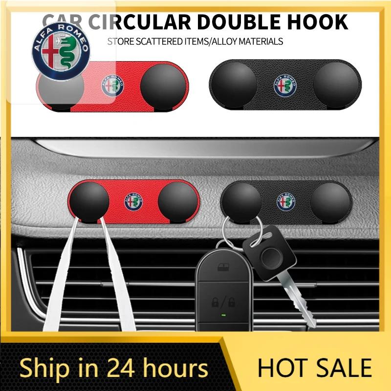 For Alfa Romeo 108 Car Sticker For Alfa Romeo 159 147 Car Double Hooks Organizer Alloy Hook Hanging Storage For Alfa Romeo 156 159 147 4C 8C 166 Gi