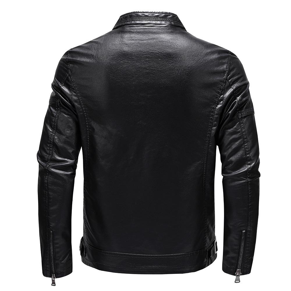 Men's Autumn and Winter New Men's PU Leather Jacket Short Stand-up Collar Youth Locomotive Leather Jacket