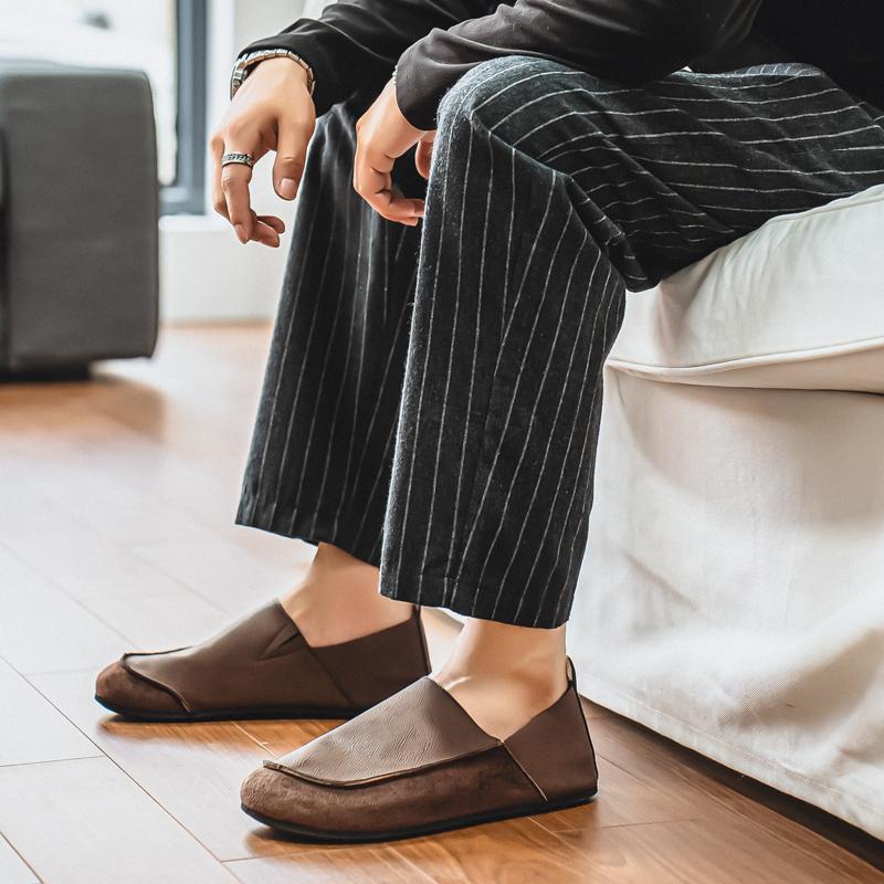 Мужские ретро мокасины Обувь Мода Повседневные слипоны Балетки Обувь для вождения Черные Хаки Обувь с широким носком Большой размер