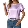 Women's Spring Summer Short-sleeved Satin Shirt Loose Casual Color T Shirt