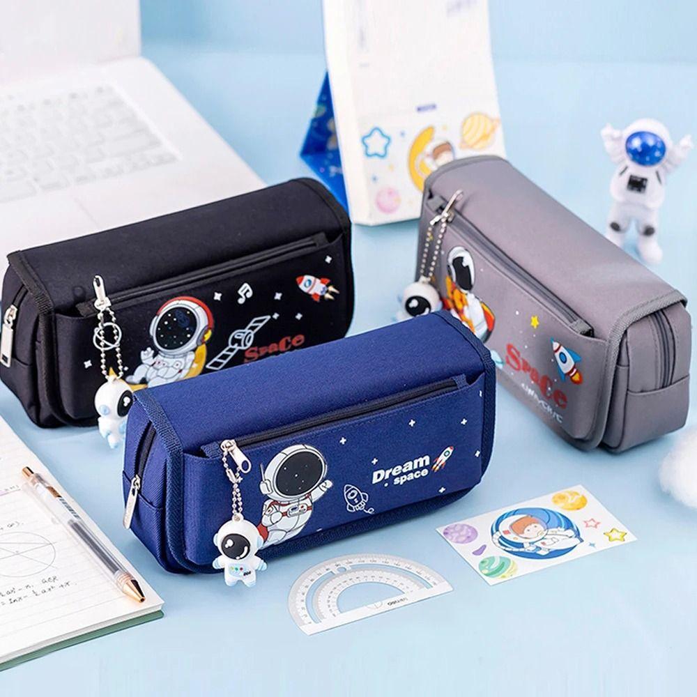 Double Layer Stationery Bag Large Capacity Pencil Bag Astronaut Pencil Case Office Accessories