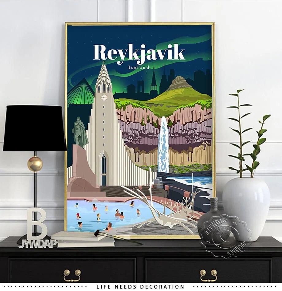 Плакат о путешествиях по городам мира, Япония Токио Плакат Осака, Испания Мадрид Акварельный принт, Флоренция Милан Сантьяго Чикаго Декор стен без рамки